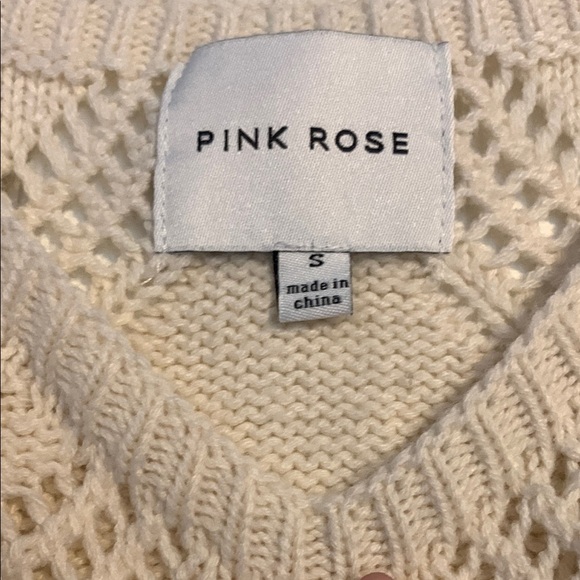 Pink Rose S Cream Knit Tank Top with Purple Floral Accents - Picture 2 of 3